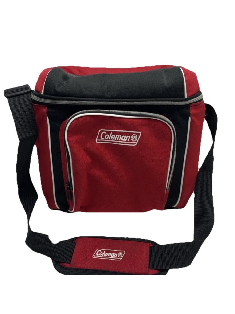Coleman 9 Can Soft Shell Cooler Insulated Camping Lunchbox Bag Red & Black C117